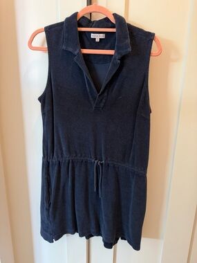 Orlebar Brown Navy Sleeveless Terry Drawstring Dress